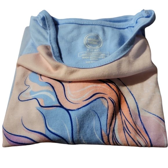 Wonder Nation Girl's Blue Nightgown Sleep Gown Pajama Tie Dye Mermaid S (6-6X) - Picture 2 of 5